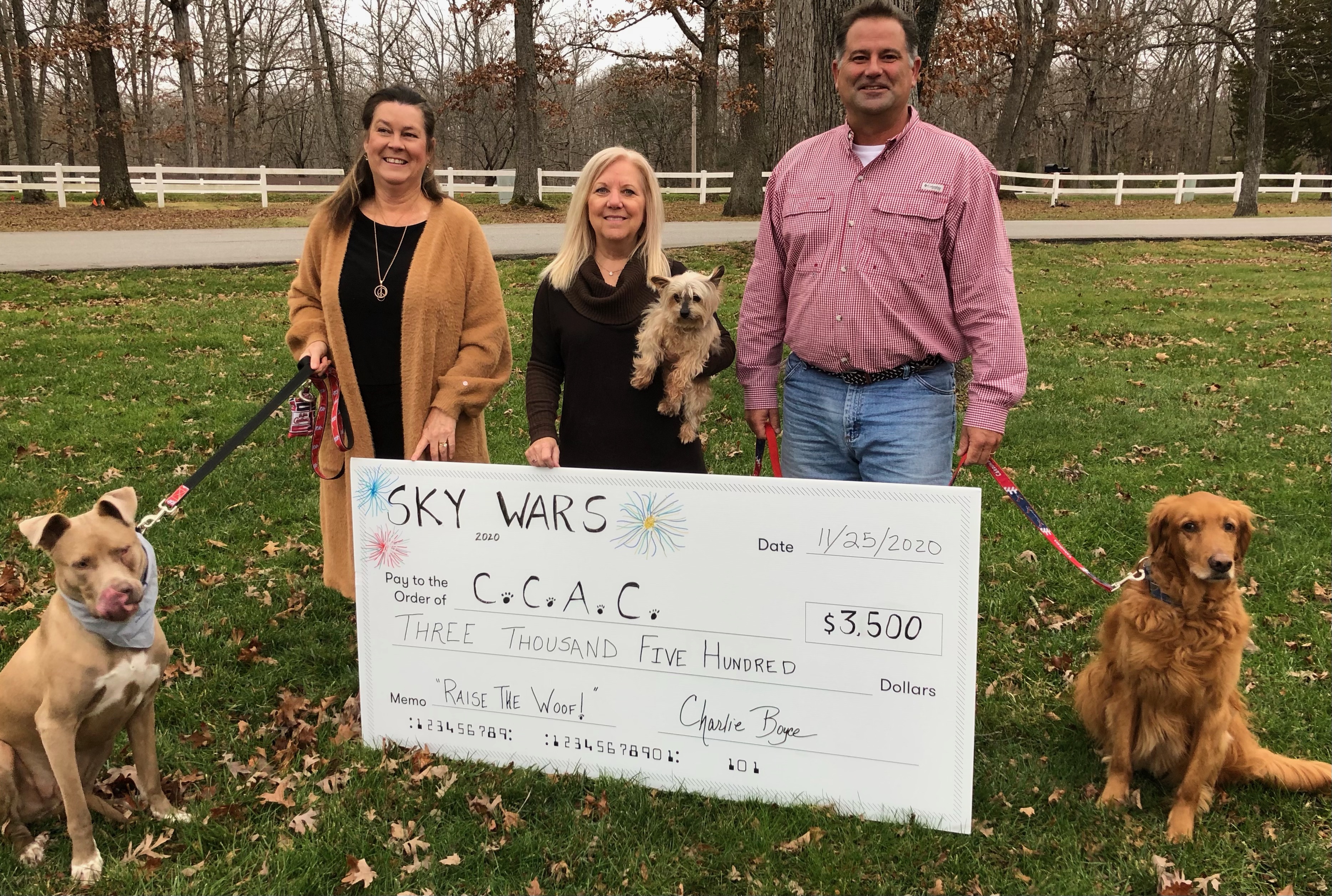 charlie boyce innsbrook ceo presents check to ccac for sky wars